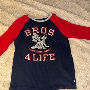 Disney Kids Long Sleeve Red and Black Mickey Mouse Tee